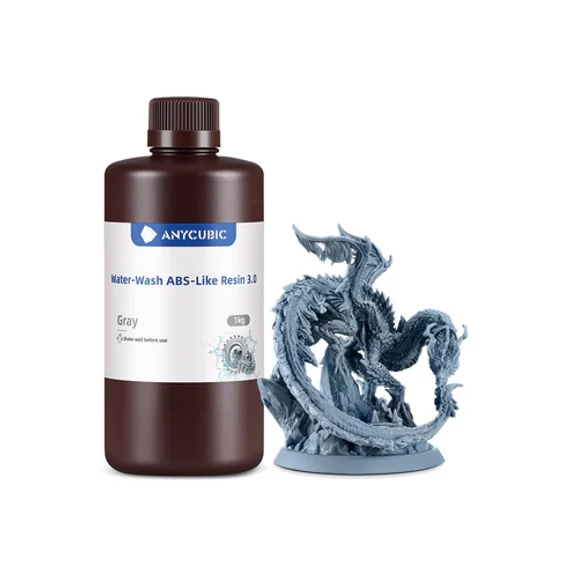 Anycubic ABS-like 3.0 Vízzel Mosható Resin - Szürke, 1kg
