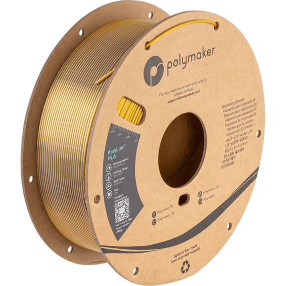 PolyMaker PolyLite PLA - Dual Silk Color - Crown Gold-Silver (Arany-Ezüst), 1.75mm, 1kg