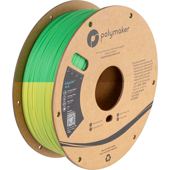 PolyMaker PolyLite PLA - Hőmérsékletre változó szín - Zöld/Lime, 1.75mm, 1kg